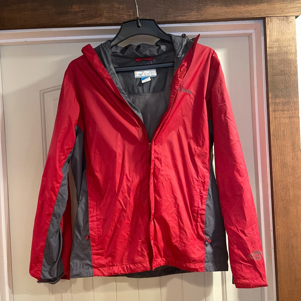 Columbia Red and Gray Men’s Rain Jacket